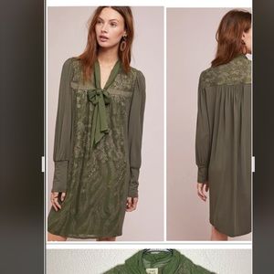Green tiny brand Anthropologie adorable mini dress